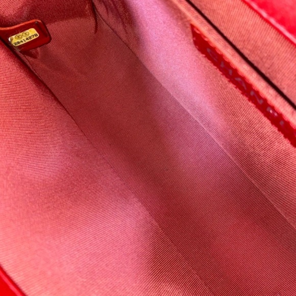 Pre-Owned Authentic Chanel Boy Bag Red Lambskin Old Medium - Picture 14 of 16